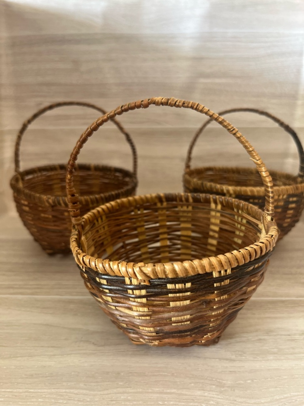 Mangelsen's Miniature Basket Lot Of 3 Hand Crafted Made In The Philippines